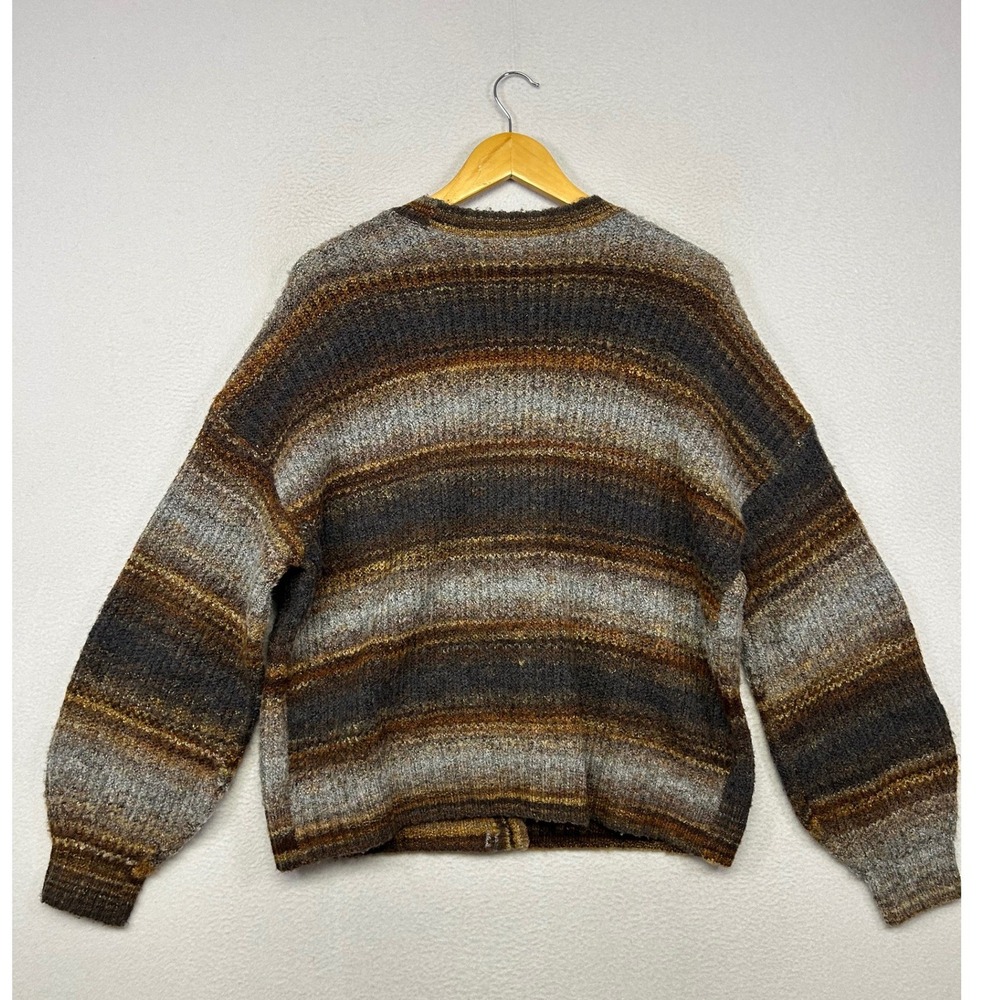 Christian Siriano Space Dye Knit Cardigan Women Medium Brown Sweater Earthy Boho - Picture 2 of 9